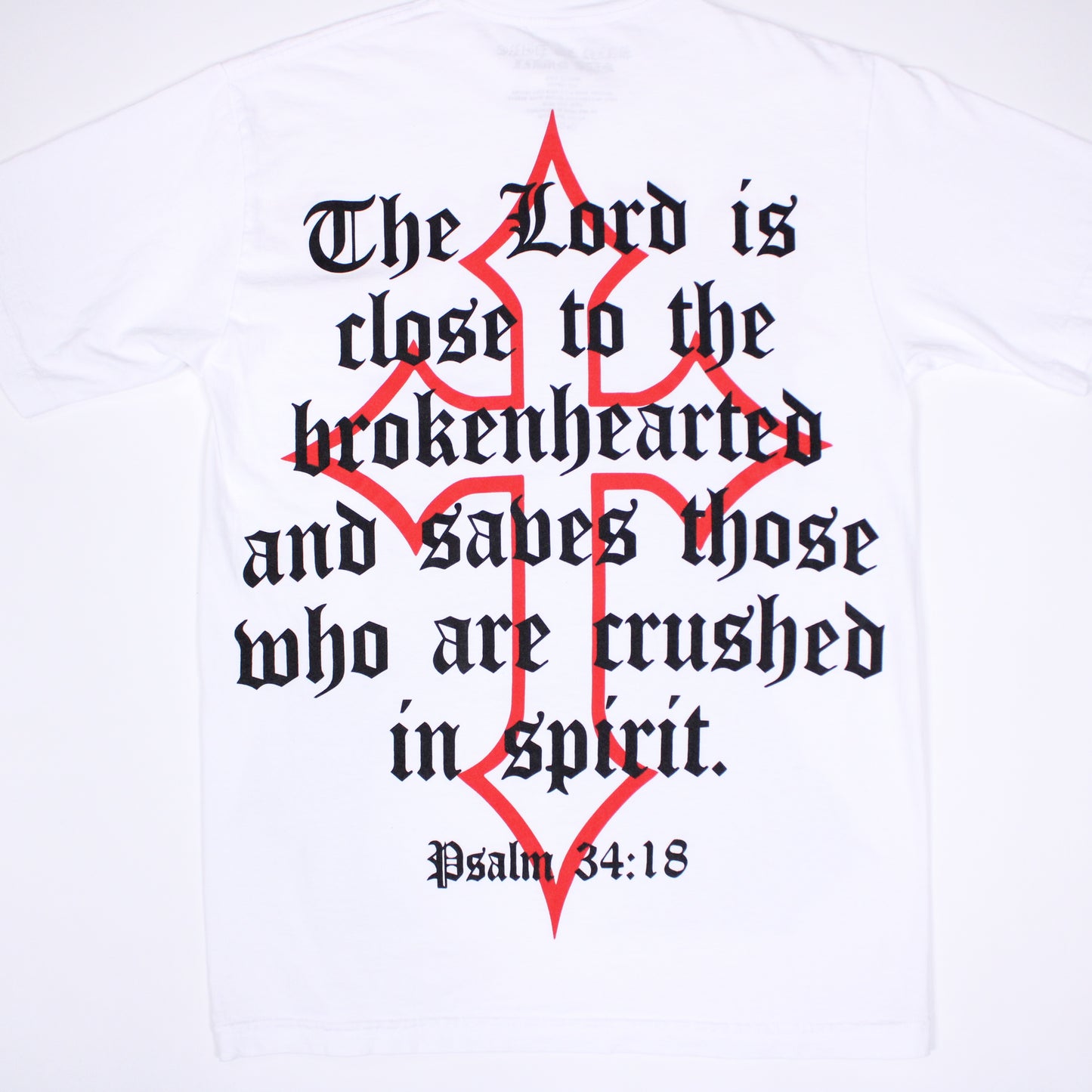 PAIN IS PURE JESUS PSALM 34:18 TEE WHITE/RED
