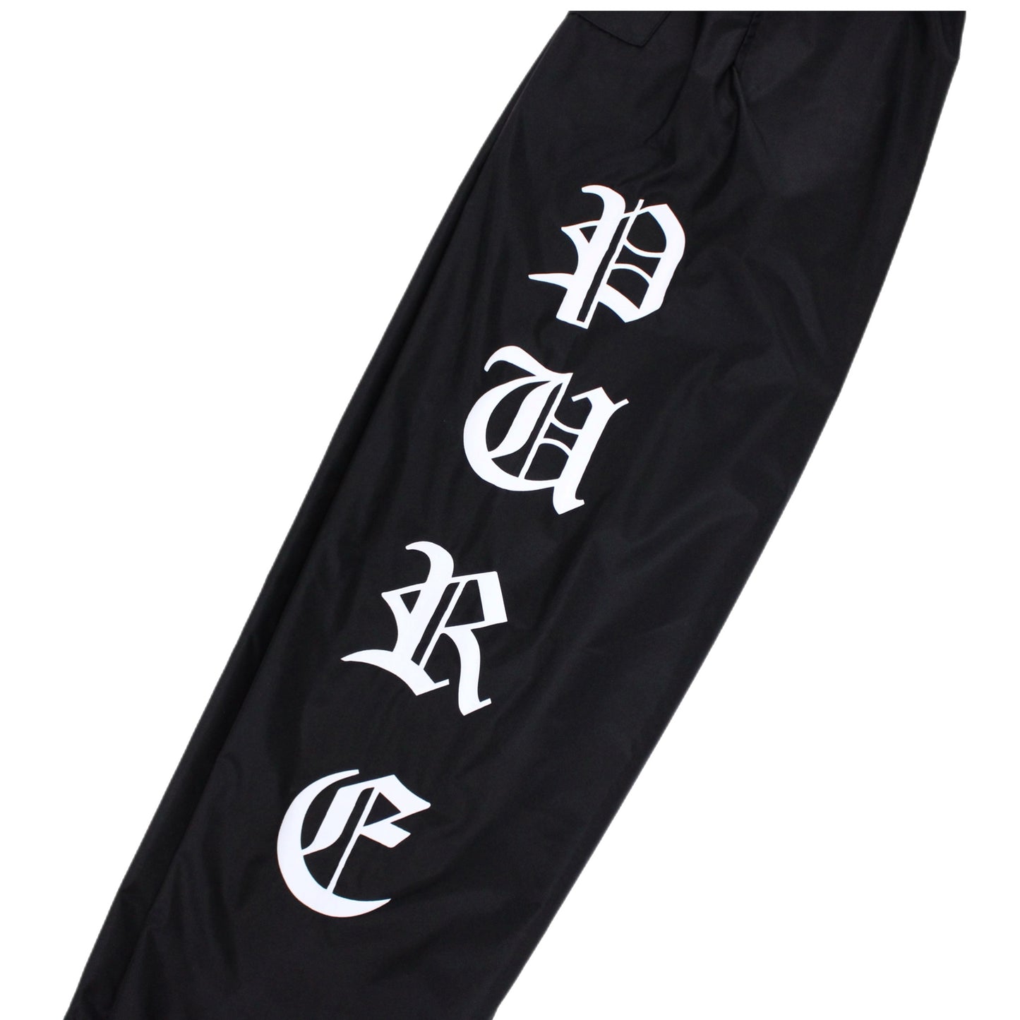 PAIN IS PURE ‘PURE’ SIDE LOGO SKULL NYLON PANTS BLACK/WHITE