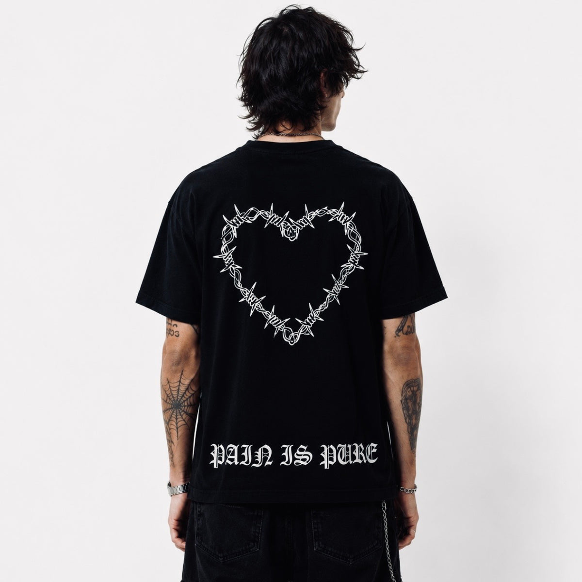 PAIN IS PURE BIKER TEE BLACK/WHITE