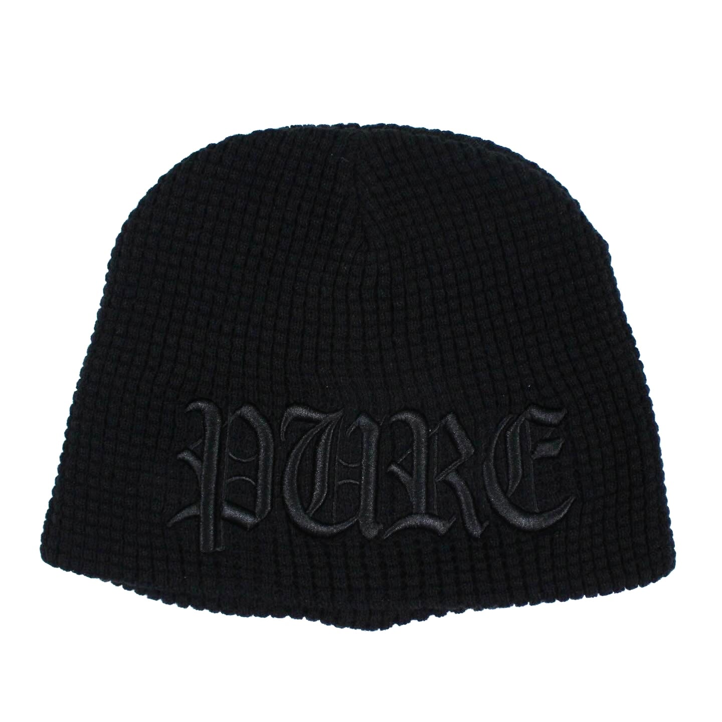 PAIN IS PURE ‘PURE’ LOGO TEXTURED BEANIE BLACK/BLACK