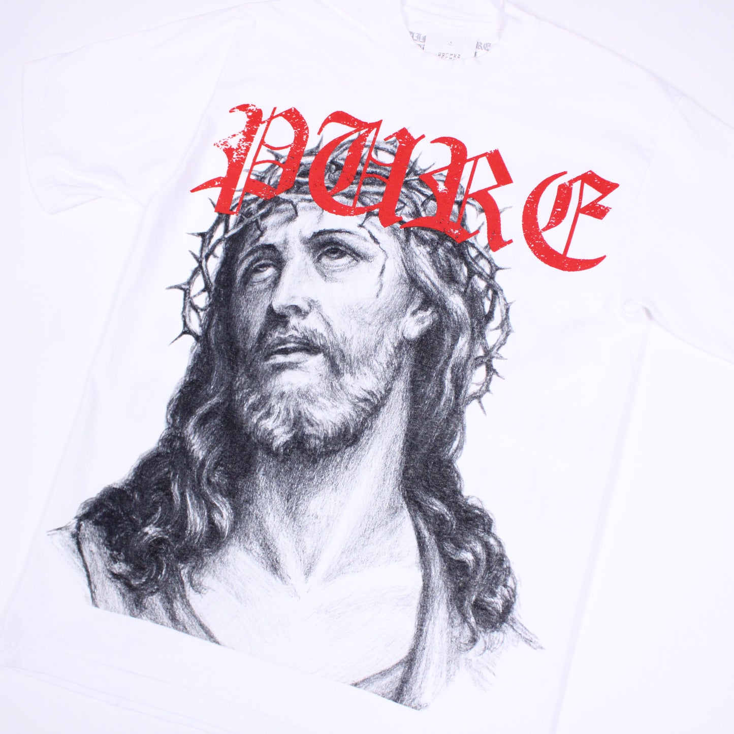 PAIN IS PURE JESUS PSALM 34:18 TEE WHITE/RED