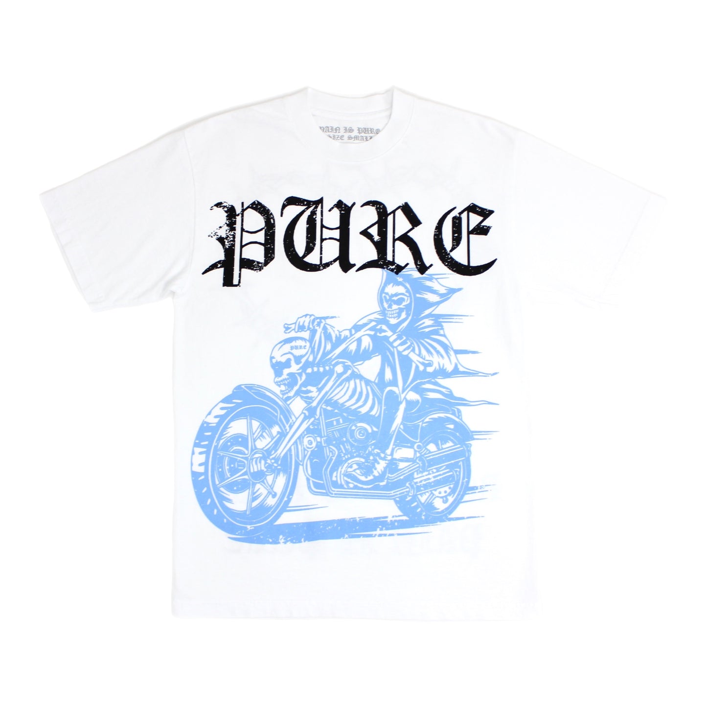 Pain is Pure Reapers Club ‘Pure’ Biker Tee White/Blue