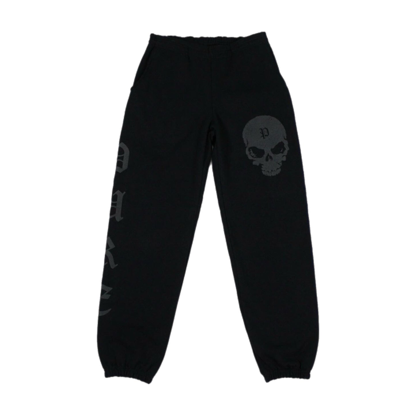 PAIN IS PURE 'PURE' SIDE LOGO SKULL SWEATPANTS BLACK/BLACK