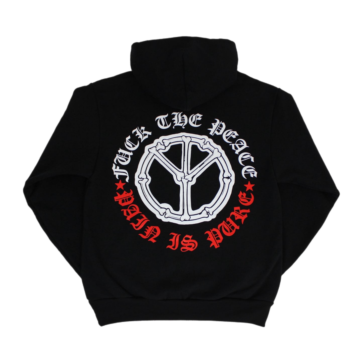 Pain is Pure F*ck The Peace Upside Down Logo Hoodie Black/Red