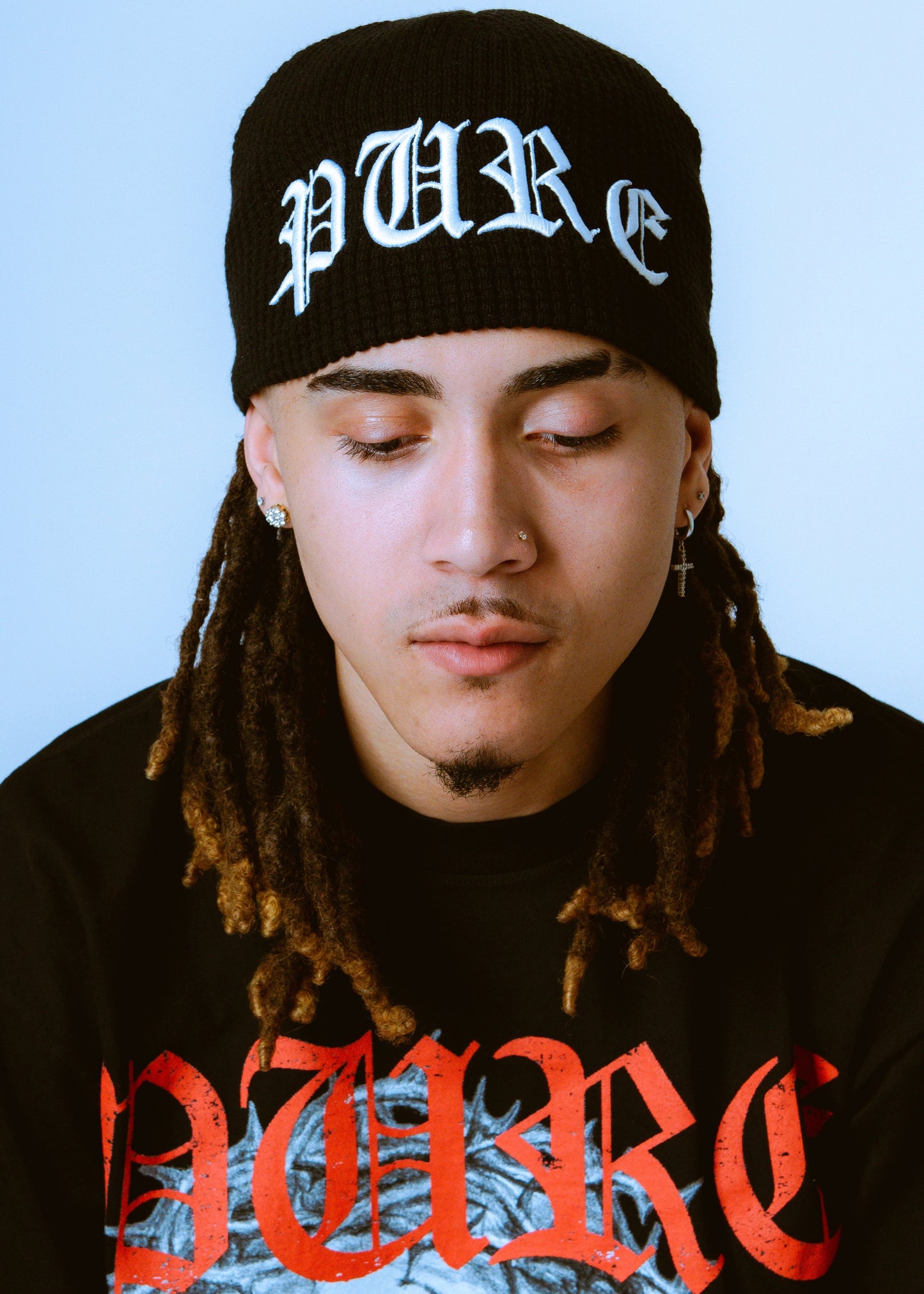 Pain Is Pure ‘Pure’ Logo Textured Beanie Black/White