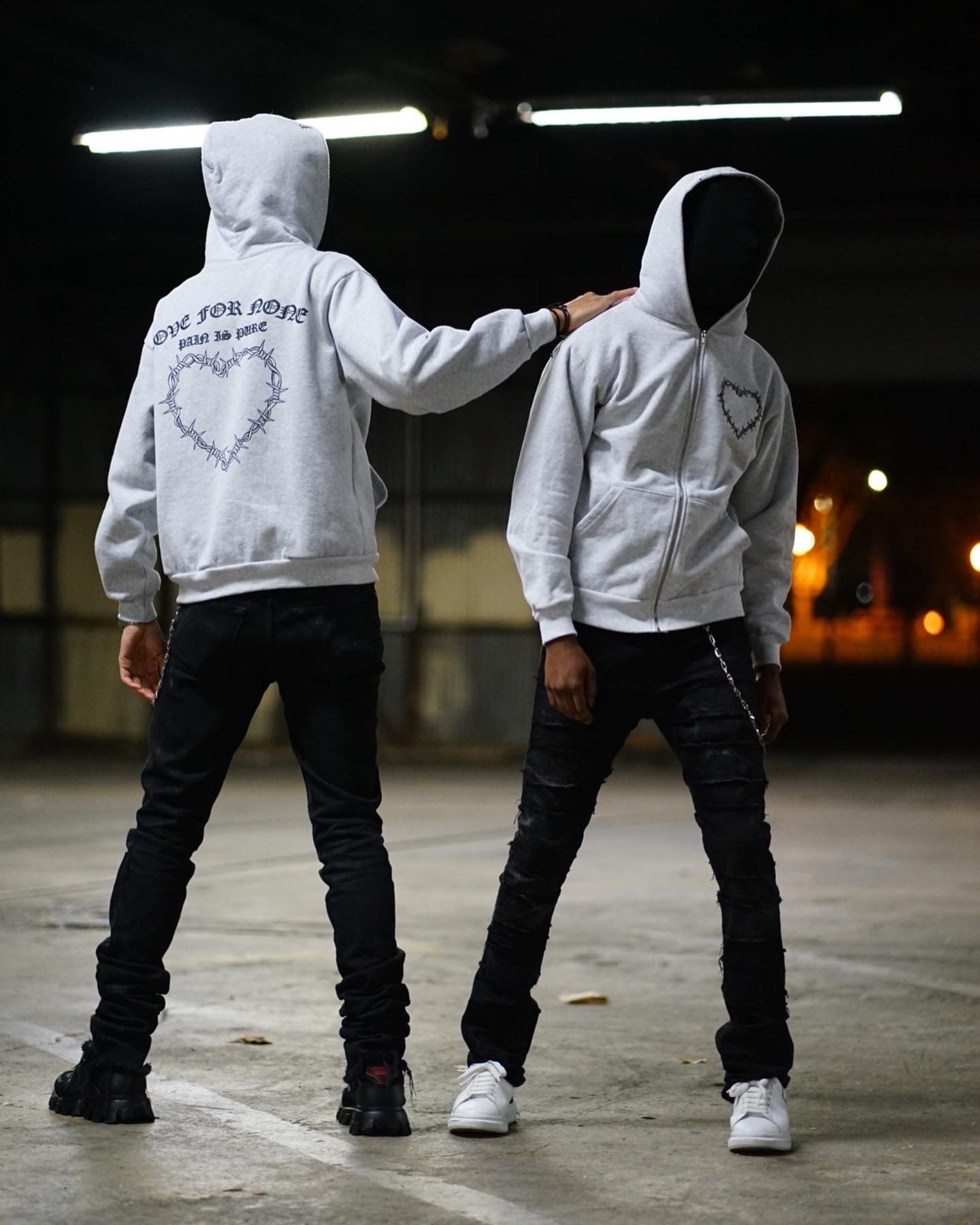 Pain is Pure ‘Love For None’ Zip-Up Grey Hoodie