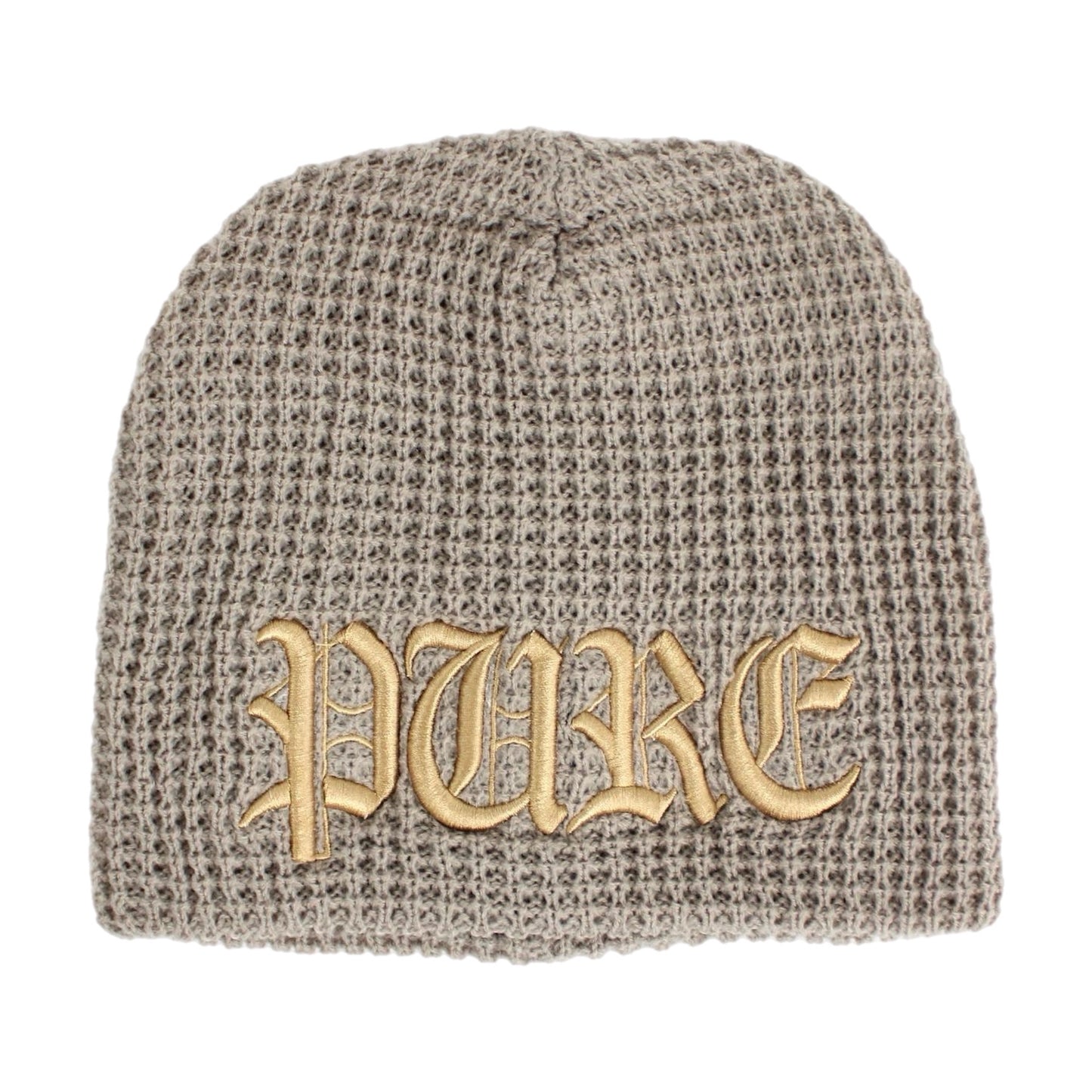 PAIN IS PURE ‘PURE’ LOGO TEXTURED BEANIE TAN/CHAMPAGNE