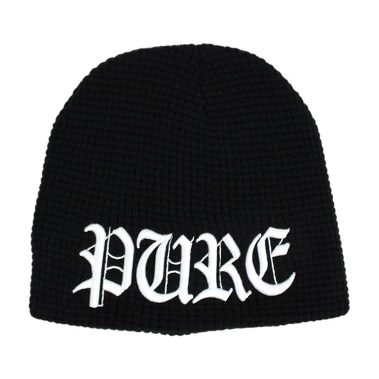 Pain Is Pure ‘Pure’ Logo Textured Beanie Black/White