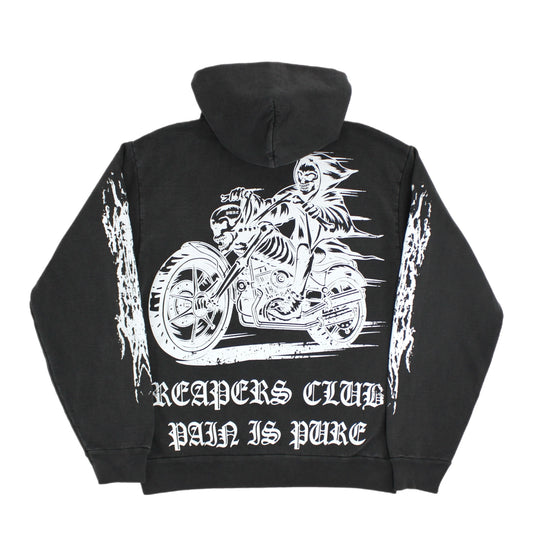 PAIN IS PURE REAPERS CLUB PURE BIKER HOODIE VINTAGE BLACK/WHITE