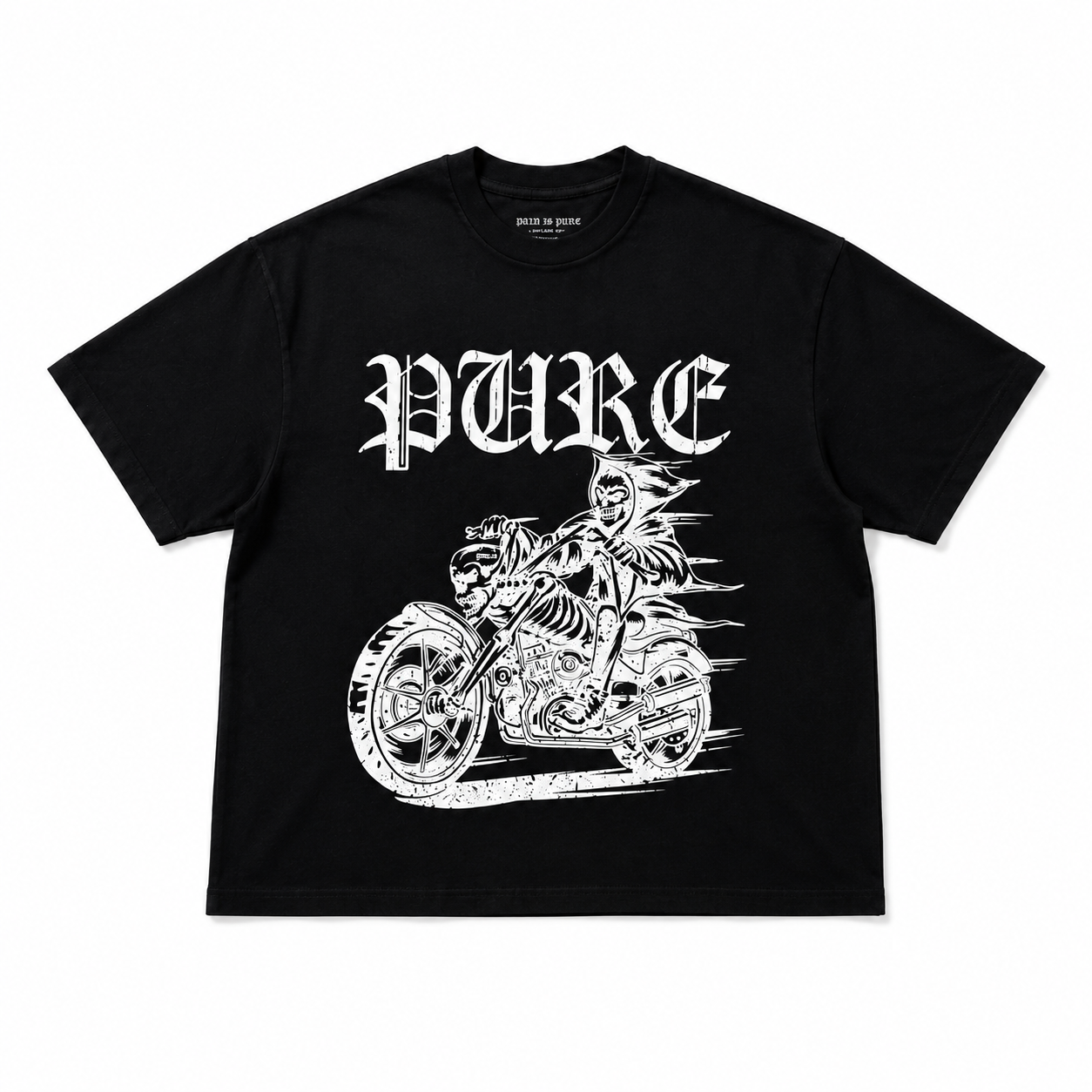 PAIN IS PURE BIKER TEE BLACK/WHITE