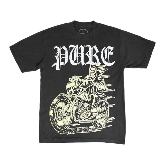 Pain is Pure Reapers Club ‘Pure’ Biker Tee Vintage Black/Cream