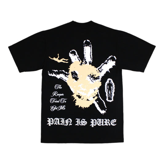 PAIN IS PURE THE REAPER ALMOST GOT ME TEE BLACK/CREAM