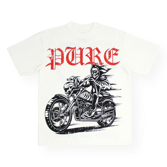 Pain is Pure Reapers Club ‘Pure’ Biker Tee Cream/Red