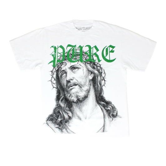 Pain Is Pure Jesus Savior Tee White/Green