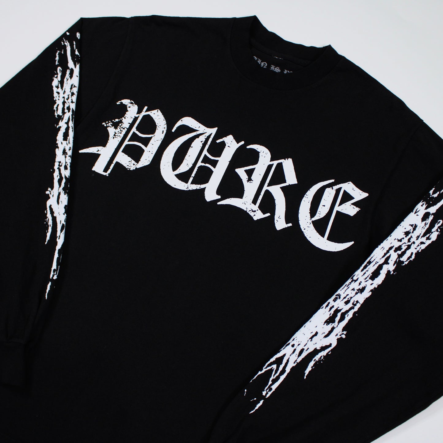 PAIN IS PURE ‘PURE’ PRAYING SKELETON L/S TEE BLACK/WHITE