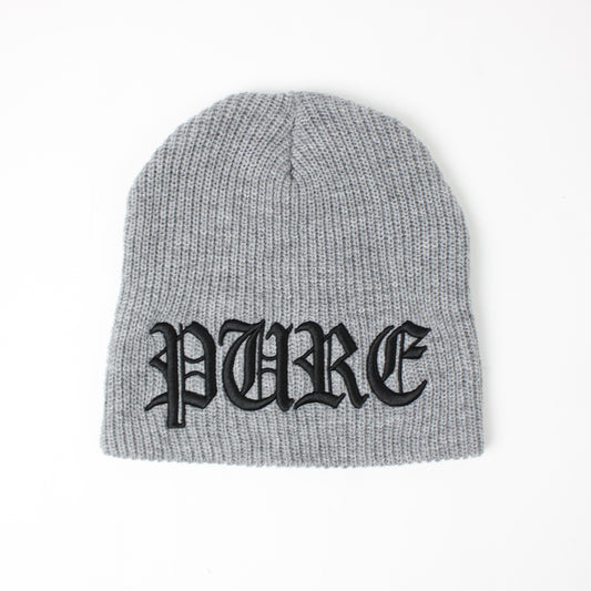 Pain Is Pure ‘Pure’ Logo Beanie Grey/Black