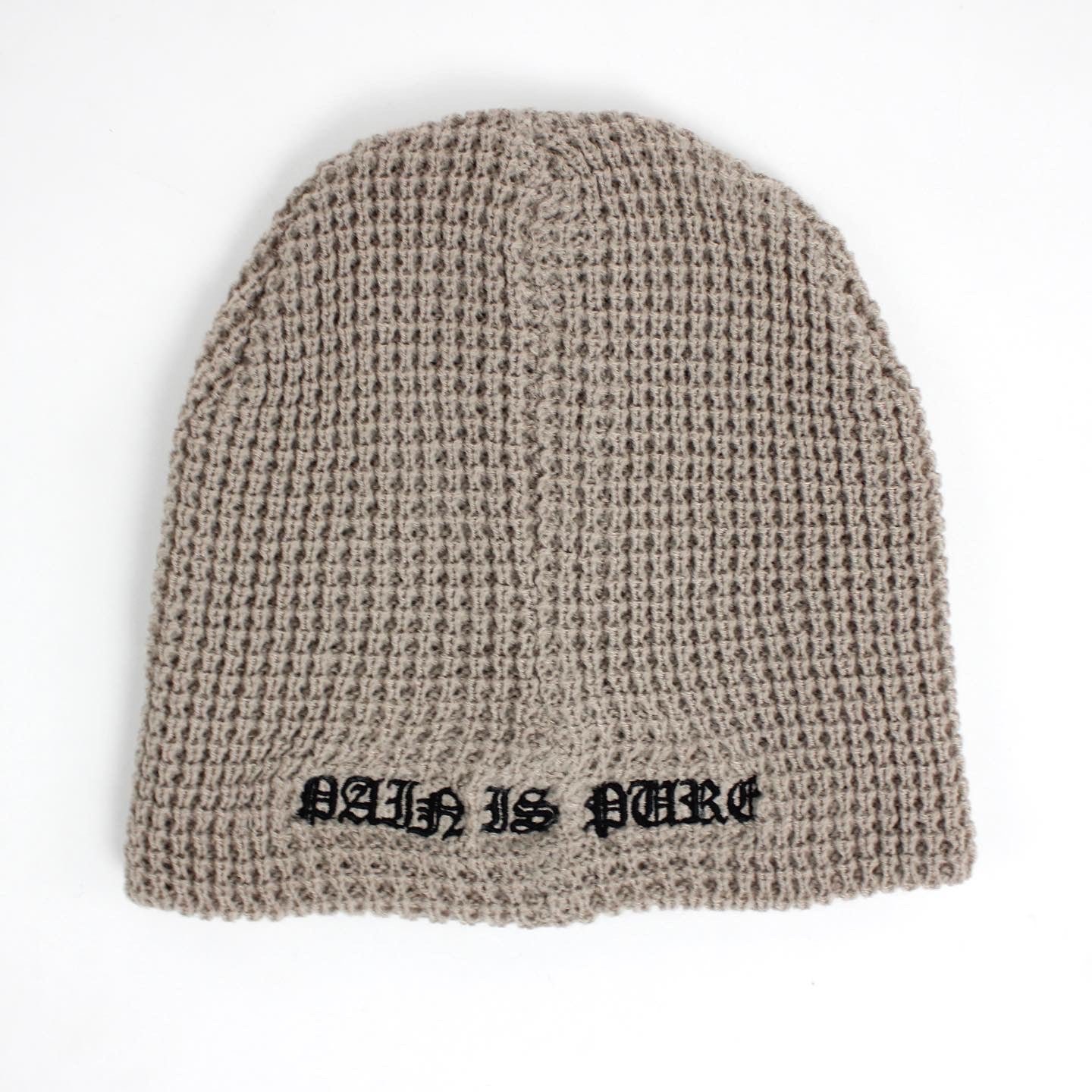 PAIN IS PURE ‘PURE’ LOGO TEXTURED BEANIE TAN/BLACK